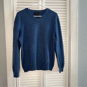 Club Room 100% Cashmere Sweater Mens M Blue V Neck Pullover Soft Classic